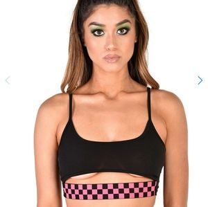 Checkered Underboob Crop Top